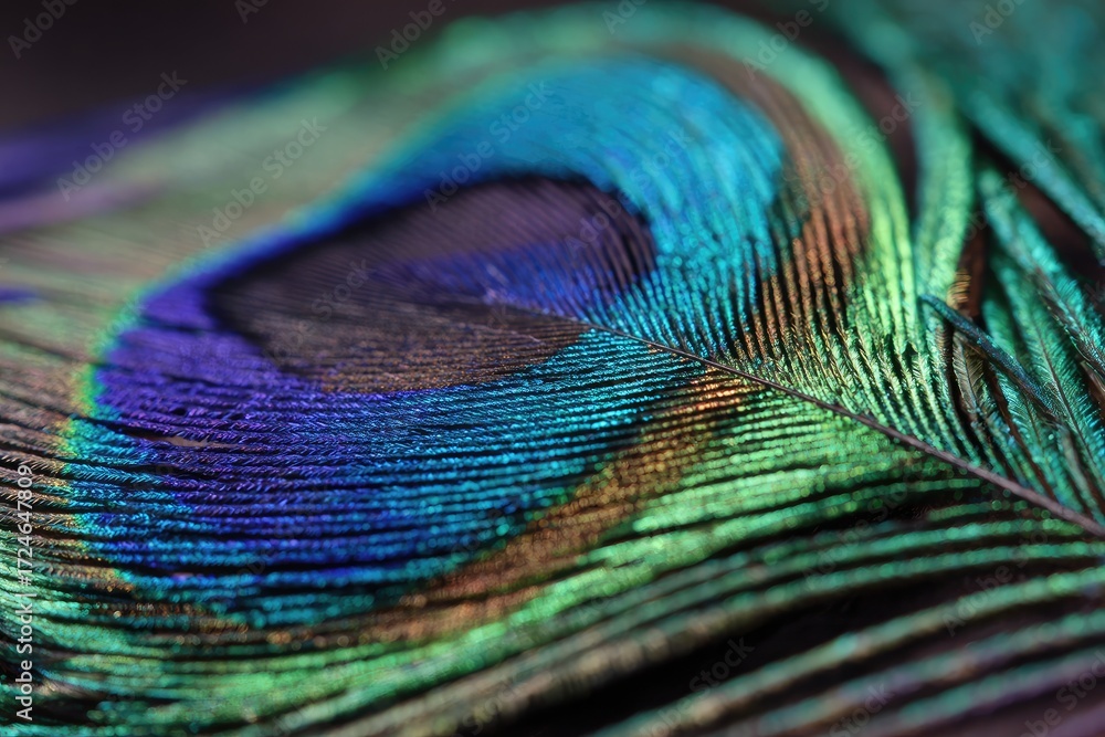 Fototapeta premium Close-up view of a peacock feather