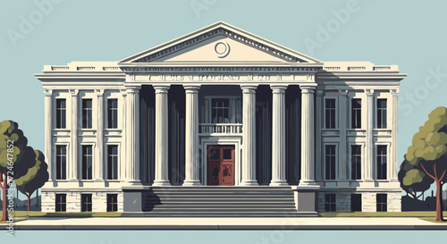 Architectural Grandeur: A stately building with classical design and symmetrical facade stands proud, a monument to architectural excellence. The structure's intricate details invite admiration.