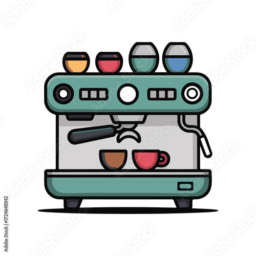 Barista Espresso Machine Icon – Vector Illustration on White Background
