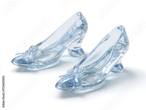Pair of clear, glass-like Cinderella shoes