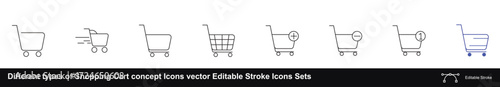 Shopping Cart concept Icons vector Editable Stroke Icons Sets