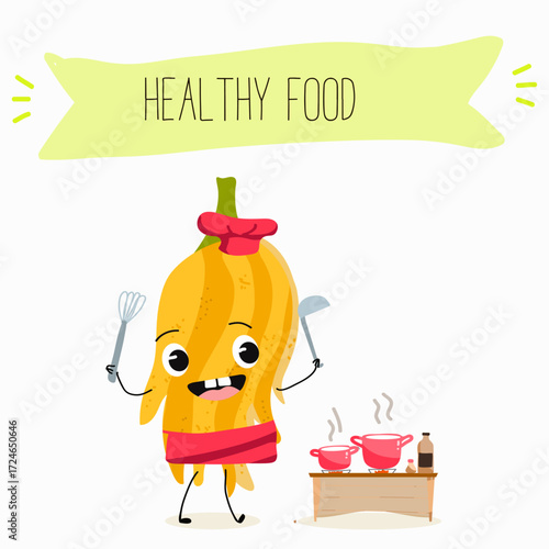 Buddha's hand fruit funny characters, hand drawn vector illustration.