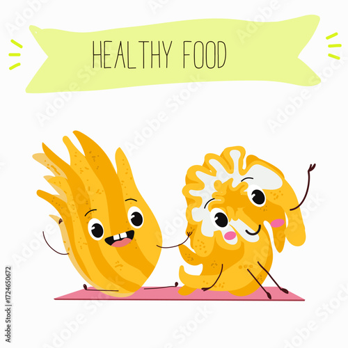 Buddha's hand fruit funny characters, hand drawn vector illustration.