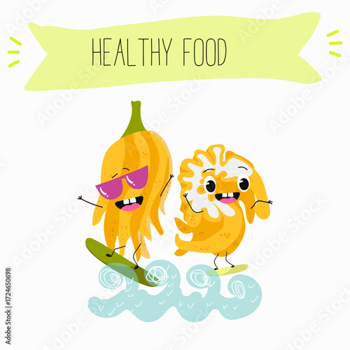 Buddha's hand fruit funny characters, hand drawn vector illustration.
