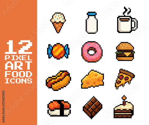 8-Bit Pixel Art Junk Food Icon Set