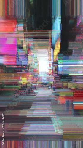 Distorted urban street scene