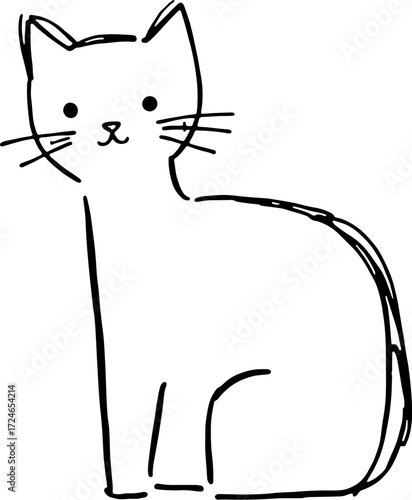 Doodle sketch cat outline, simple cartoon pet design for creative blogs