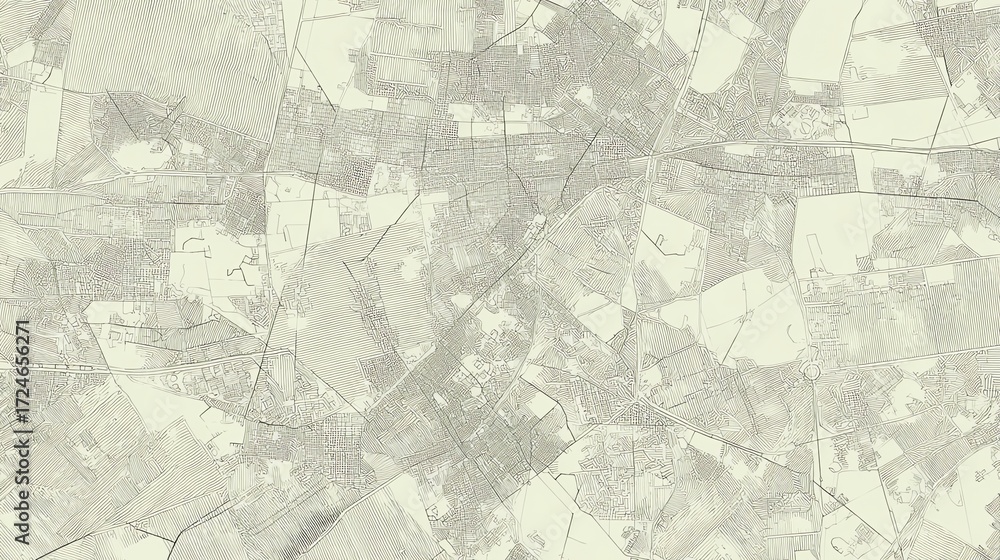 Fototapeta premium Detailed City Plan Aerial View with Roads and Buildings Sketch