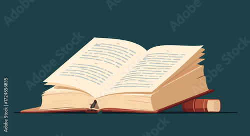 Open Book: A detailed vector illustration of a classic book, pages gently unfurled, beckoning to the eager reader.