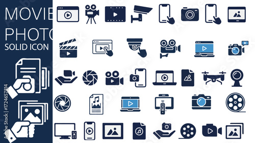 Cinema and Photography Solid Icons | SVG & PNG Vector Set