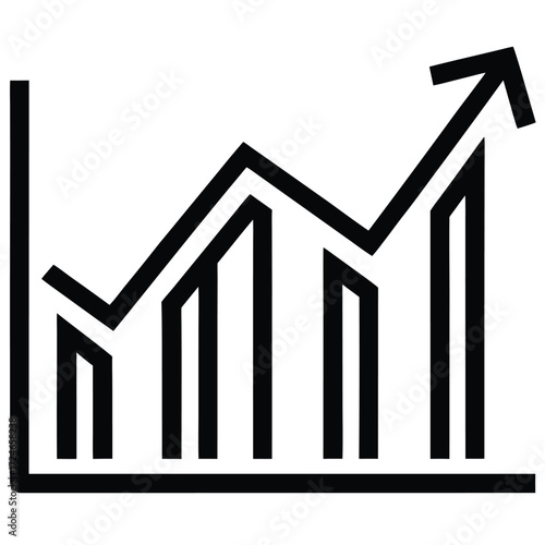 stacked line chart vector icon on whitr background