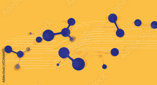 Molecular Connections on Yellow Backdrop: Abstract illustration features interconnected molecules, rendered in a modern style on a vivid yellow background.