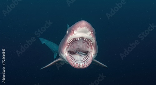 Shark with open mouth underwater