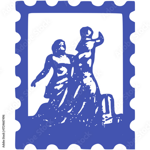Dakar, Senegal → African Renaissance Monument Stamp Vector Illustration