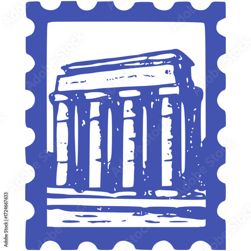 Luxor, Mesir → Kuil Karnak Stamp vector Illustration
