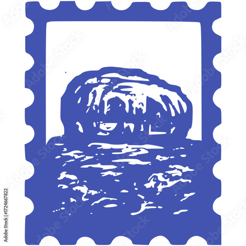 Sigiriya Rock Fortress – Sri Lanka Stamp vector Illustration