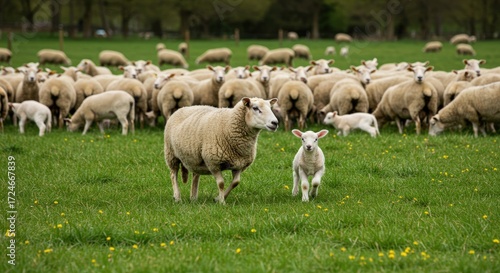 Sheep flock in pasture