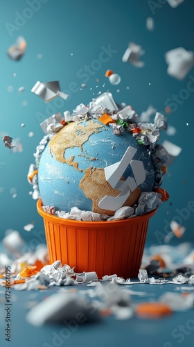 Globe in Container with Debris