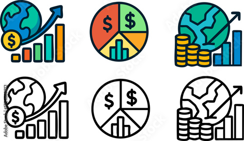 Global Financial Growth and Market Analysis Icons 1.