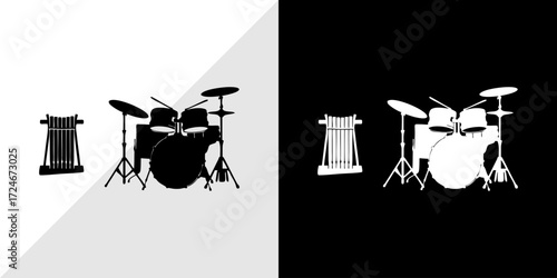 silhouettes of Drum Band