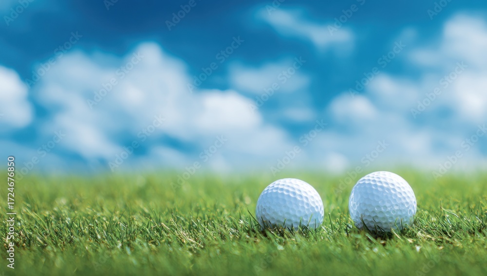 Fototapeta premium Two golf balls on a green fairway