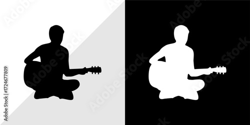 guitar player silhouette vector