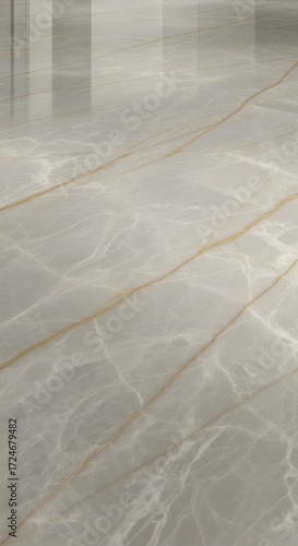 A close-up view of a light gray marble-like surface with prominent golden veins, exhibiting a smooth, polished texture.