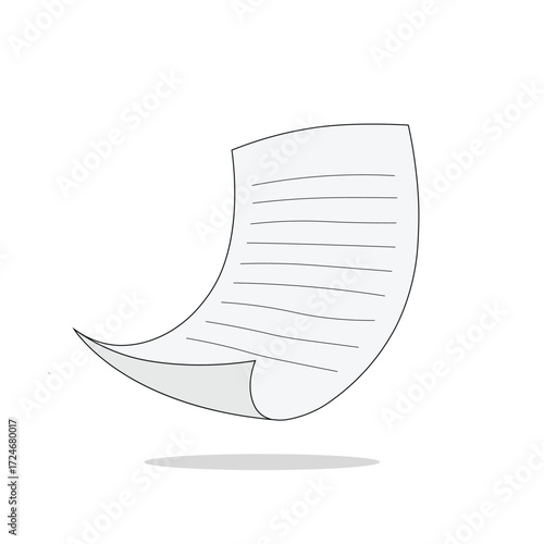 Blank paper sheet floating in the air