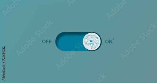 AI agent assistant concept, AI switch button turned on, symbolizing digital transformation, Artificial intelligence, automation, smart technology activation, innovation and future business solutions