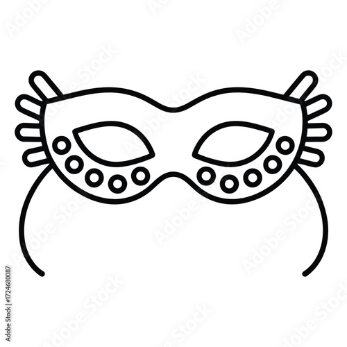 Outline drawing of a masquerade mask festive and mysterious, perfect for adding a touch of elegance to your designs