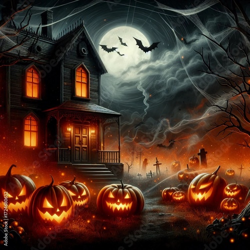 halloween background with pumpkin