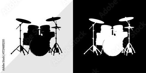 black and white drums