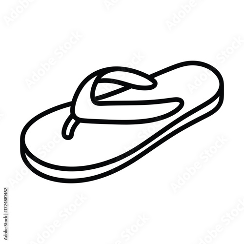 Illustration of a flipflop the flipflop is a simple line drawing, suitable for use as an icon or design element