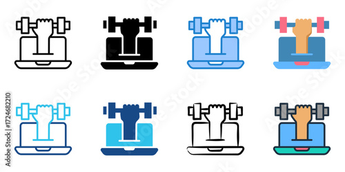 Virtual Fitness Class icon set multiple style collection 

