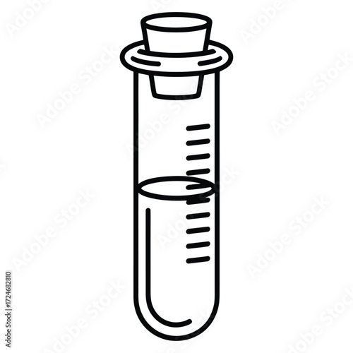 Test tube with liquid simple vector illustration of a laboratory glassware, representing science, chemistry, and experiment
