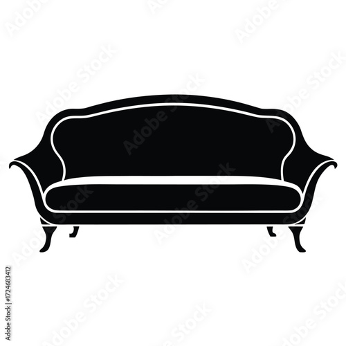 Vector illustration of stylized black sofa icon