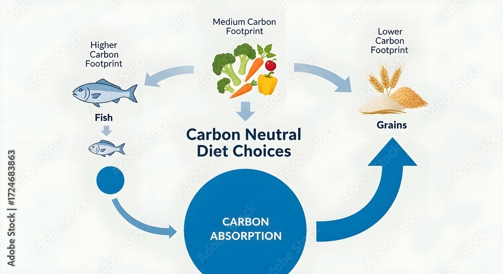 Naklejka premium Carbon Footprint Choices A Guide to Carbon Neutral Diet Options