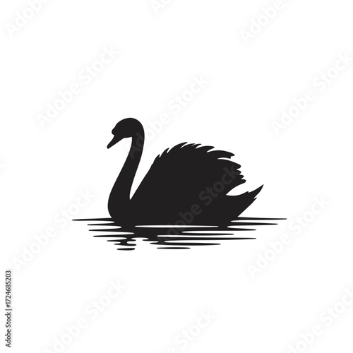 Silhouette of a Swan in Profile View.