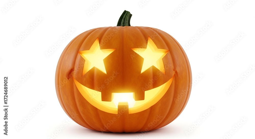 Fototapeta premium Cute purple monster with big eyes and horns playfully peeking from a bubbling black cauldron with glowing green liquid. Whimsical fantasy creature