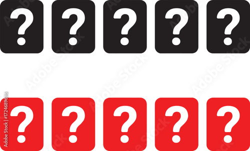 question mark, query, unknown, confusion, information, help, symbol, icon, black, red, white, square, graphic, design, element, thinking, doubt, inquiry, problem, solution, search, FAQ, support, data,