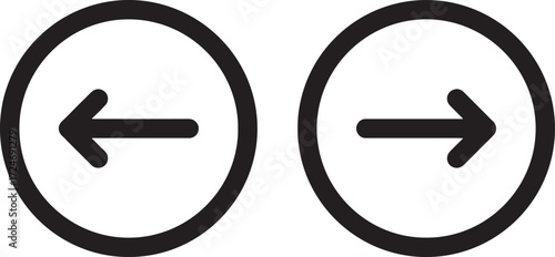 arrow, left, right, direction, navigation, movement, symbol, icon, set, collection, graphic, design, element, interface, user, ui, ux, button, circle, black, white background, isolated, simple, flat, 