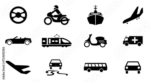 transportation icons set. png