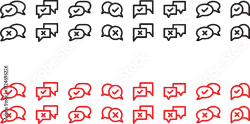 icon, grid, rejection, bottom, design, first, black, white, basic, simple, bubbles, collection, arranged, background., outline, dialogue, both, speech, with, feedback, graphic, communication, signs/, 