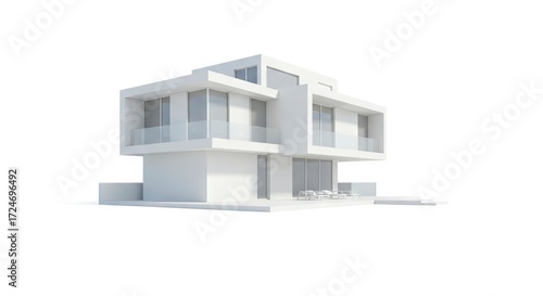 Wallpaper Mural Modern white house with angular design multiple levels balcony and lounge seating Torontodigital.ca