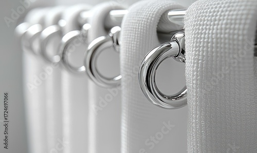 White towels hanging on chrome rods
