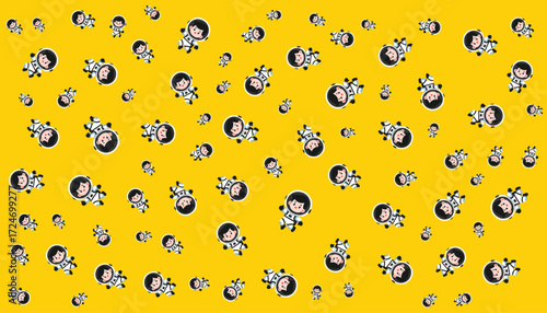 Jumping Man Astronaut Background Pattern Vector