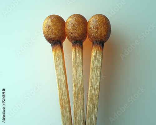 Three burned matches, close-up