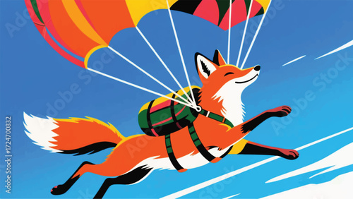  Parachute flying fox Illustrator Artwork Banner Background Design Template 