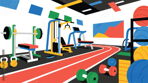 Gym Room Illustrator Artwork Banner Background Design Template 
