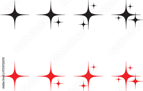 from, progression, collection, sparkles, sparkle, vector, magic, element, glitter, simple, red., clusters, black, miscellaneous, multiple, icon, row., red, light, category:, design, background, bottom
